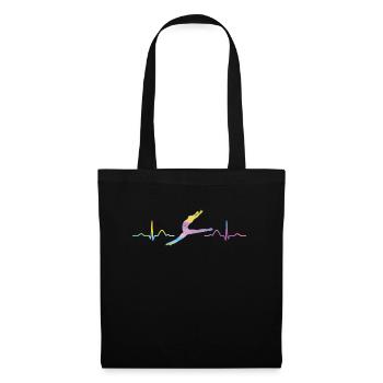 Ballet, Danseur, Battement de cœur, Ecg, Ballerine - Sac en tissu - noir - Devant