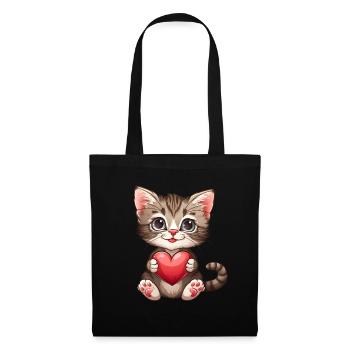 Valentine's Day Cat Cat Lover Cat Love - Tote Bag - black - Front