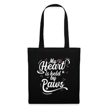 Chat d’amour Saint-Valentin coeurs pattes de chat - Sac en tissu - noir - Devant