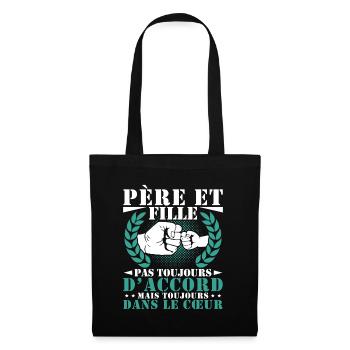 Père et Fille Cadeau Fete des Pères Vintage Humour - Sac en tissu - noir - Devant