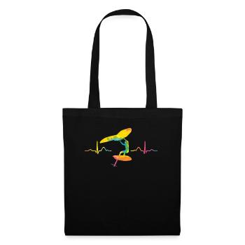 Flügel Surfer Wingsurfing Retro Folie Flügel - Stoffbeutel - Schwarz - Vorne