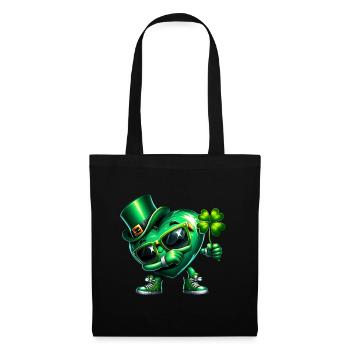 Fête de la Saint-Patrick irlandais Dabbing Coeur Shamrock - Sac en tissu - noir - Devant
