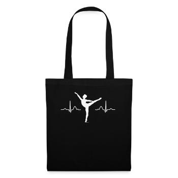 Ballet, Danseur, Battement de cœur, Ecg, Ballerine - Sac en tissu - noir - Devant