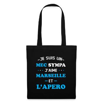 Supporter Marseille and the Humour Marseillais aperitif - Tote Bag - black - Front
