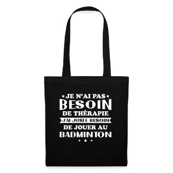 Ich muss nur Badminton spielen Geschenk - Stoffbeutel - Schwarz - Vorne