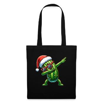 Saure Gurke Dabbing Weihnachten Weihnachtsmütze - Stoffbeutel - Schwarz - Vorne