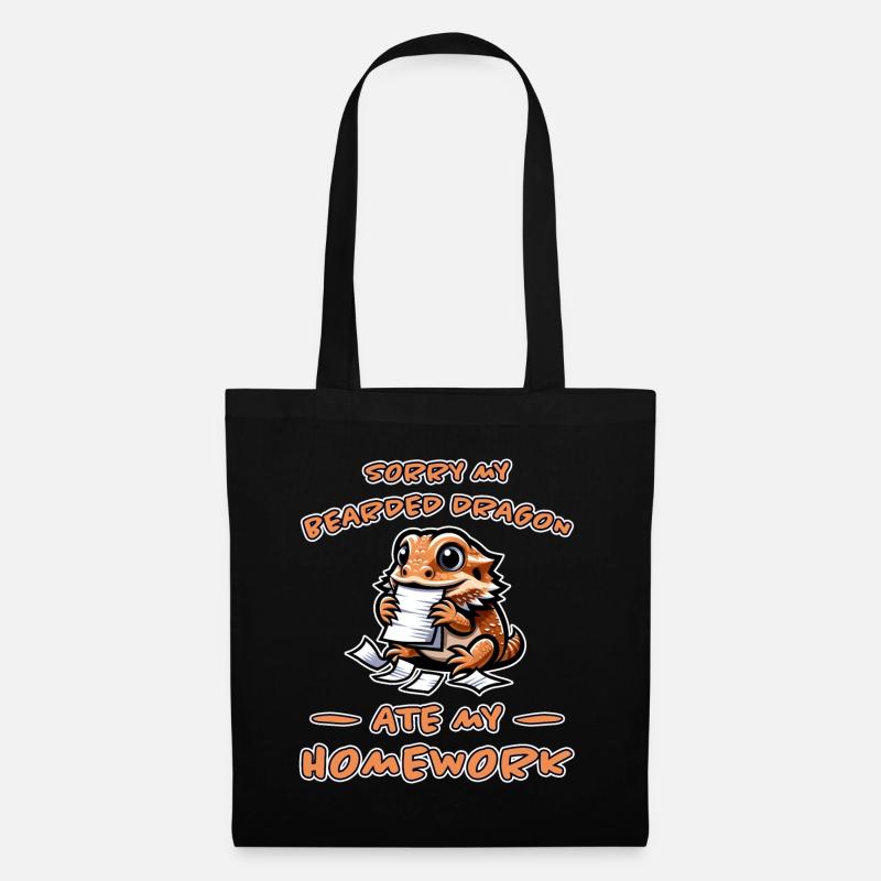 Bartagamen Spruch Hausaufgaben Bartagamen Geschenk - Stoffbeutel - Schwarz