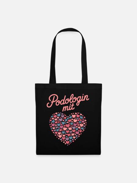 Podologin Mit Herz Fußpflege Podologin Geschenk - Stoffbeutel - Schwarz