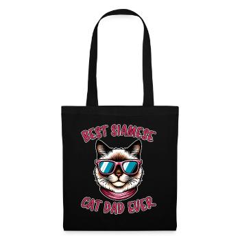 Siamkatze Spruch Siamkatze Papa Siamkatze Geschenk - Stoffbeutel - Schwarz - Vorne