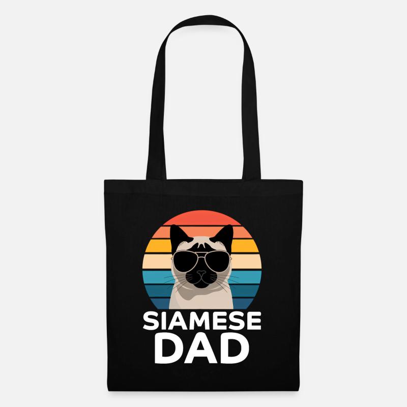 Siamkatze Spruch Siamkatze Papa Siamkatze Geschenk - Stoffbeutel - Schwarz
