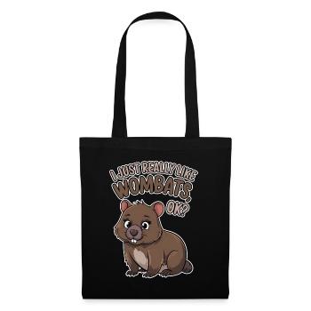 Wombat Spruch Australien Lustiges Wombats Geschenk - Stoffbeutel - Schwarz - Vorne