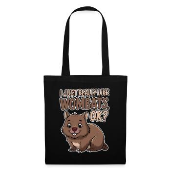Wombat Spruch Australien Lustiges Wombats Geschenk - Stoffbeutel - Schwarz - Vorne