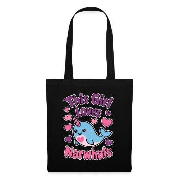 Narwal Spruch Narwale Lustiges Narwal Geschenk - Stoffbeutel - Schwarz - Vorne