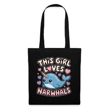 Narwal Spruch Narwale Lustiges Narwal Geschenk - Stoffbeutel - Schwarz - Vorne