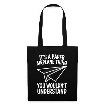 Avion en papier disant blague Avion en papier cadeau - Sac en tissu - noir - Devant