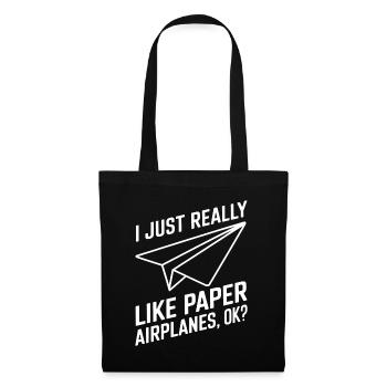 Avion en papier disant blague Avion en papier cadeau - Sac en tissu - noir - Devant