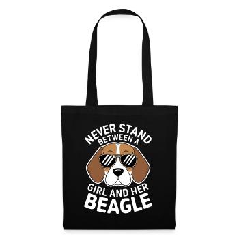 Beagle Mädchen Hunde Lustiges Beagle Geschenk - Stoffbeutel - Schwarz - Vorne