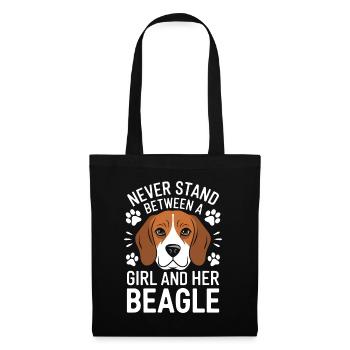 Beagle Mädchen Hunde Lustiges Beagle Geschenk - Stoffbeutel - Schwarz - Vorne