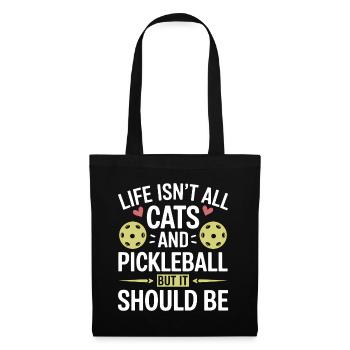 Pickleball Spruch Katze Lustig Pickleball Geschenk - Stoffbeutel - Schwarz - Vorne