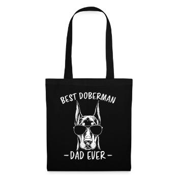 Dobermann Spruch Papa Lustiges Dobermann Geschenk - Stoffbeutel - Schwarz - Vorne
