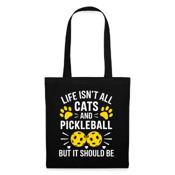 Pickleball Spruch Katze Lustig Pickleball Geschenk - Stoffbeutel - Schwarz - Vorne