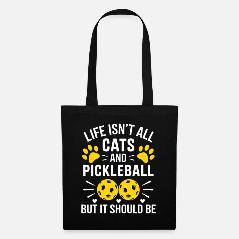 Pickleball Spruch Katze Lustig Pickleball Geschenk - Stoffbeutel - Schwarz