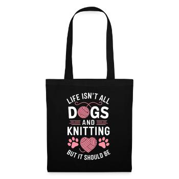 Stricken Spruch Hunde Lustiges Stricken Geschenk - Stoffbeutel - Schwarz - Vorne
