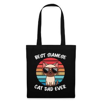 Siamkatze Spruch Siamkatze Papa Siamkatze Geschenk - Stoffbeutel - Schwarz - Vorne