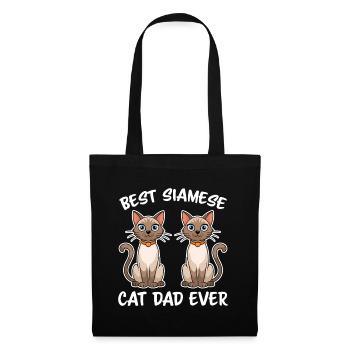 Siamkatze Spruch Siamkatze Papa Siamkatze Geschenk - Stoffbeutel - Schwarz - Vorne