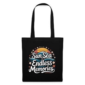 Strand Urlaub | Sun Sea & Endless Memories - Stoffbeutel - Schwarz - Vorne