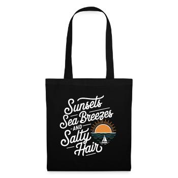 Sunsets, Sea Breezes & Salty Hair | Beach & Urlau - Tote Bag - black - Front