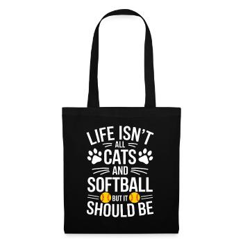 Softball Saying Cats Funny Softball Gift - Tote Bag - black - Front