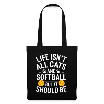 Softball Saying Cats Funny Softball Gift - Tote Bag - black - Front