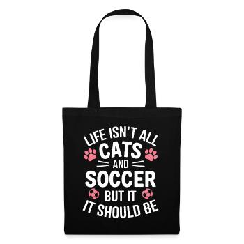 Fußball Spruch Katze Lustige Fussballer Geschenk - Stoffbeutel - Schwarz - Vorne