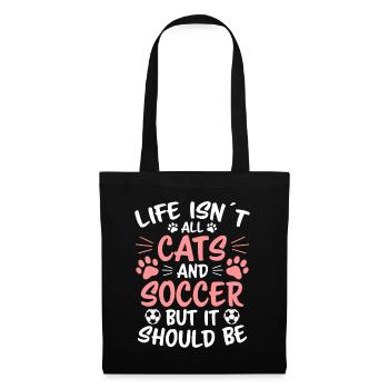 Fußball Spruch Katze Lustige Fussballer Geschenk - Stoffbeutel - Schwarz - Vorne