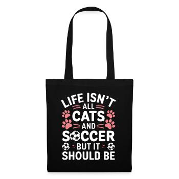 Fußball Spruch Katze Lustige Fussballer Geschenk - Stoffbeutel - Schwarz - Vorne