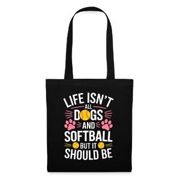 Softball Saying Dogs Funny Softball Gift - Tote Bag - black - Front