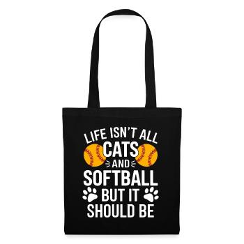 Softball Saying Cats Funny Softball Gift - Tote Bag - black - Front