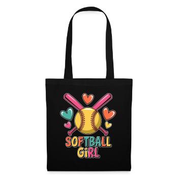 Softball Fille Fille Drôle Softball Cadeau - Sac en tissu - noir - Devant