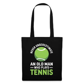 Tennis Spruch Herren Opa Lustiges Tennis Geschenk - Stoffbeutel - Schwarz - Vorne
