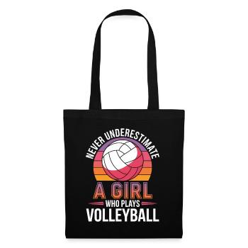 Volleyball Spruch Lustiges Volleyball Geschenk - Stoffbeutel - Schwarz - Vorne