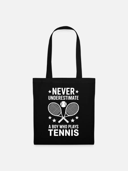 Tennis Spruch Jungs Lustiges Tennis Geschenk - Stoffbeutel - Schwarz