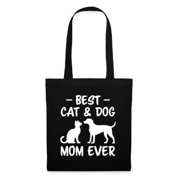 Katze und Hund Spruch Lustiges Haustier Geschenk - Stoffbeutel - Schwarz - Vorne