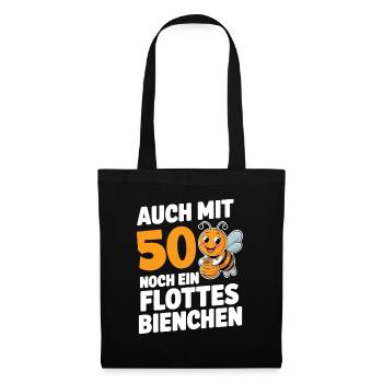 50. Geburtstag 50 Jahre Flottes Bienchen Frau - Stoffbeutel - Schwarz - Vorne