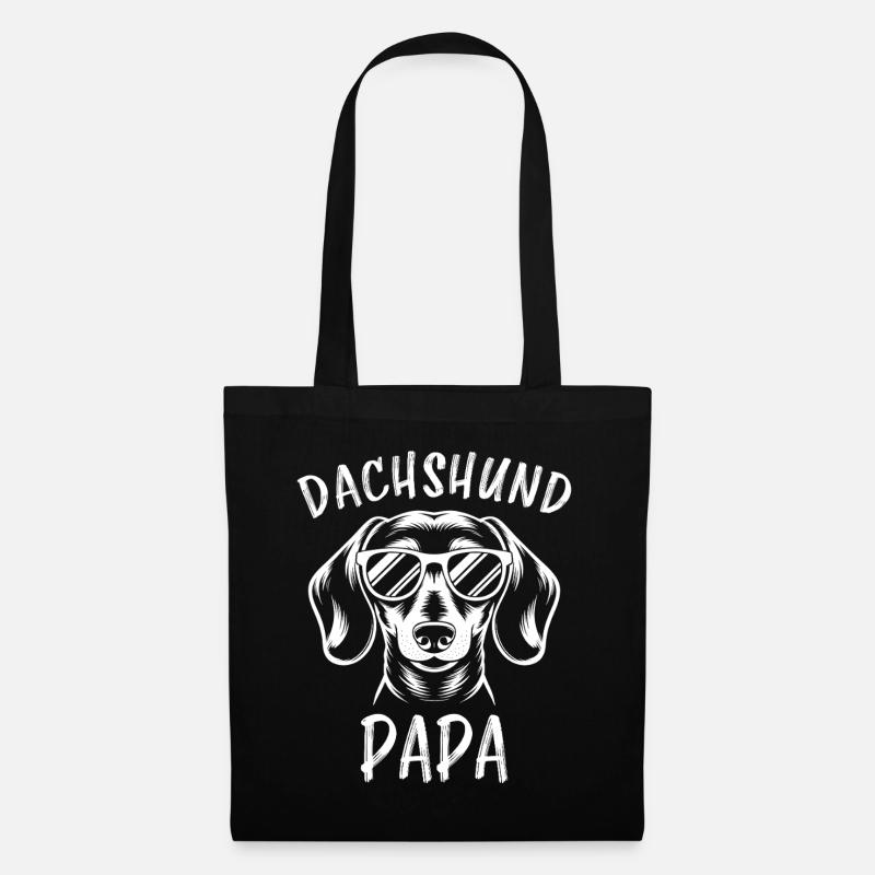Dackel Spruch Dackel Papa Lustiges Dackel Geschenk - Stoffbeutel - Schwarz