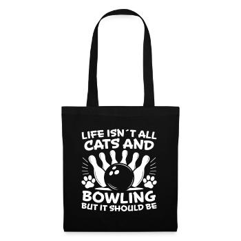 Bowling Spruch Katzen Lustiges Bowling Geschenk - Stoffbeutel - Schwarz - Vorne