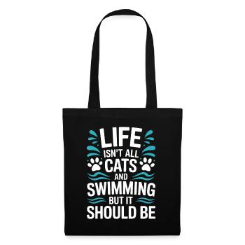 Schwimmen Spruch Katze Lustiges Schwimmen Geschenk - Stoffbeutel - Schwarz - Vorne