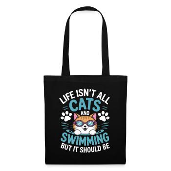Schwimmen Spruch Katze Lustiges Schwimmen Geschenk - Stoffbeutel - Schwarz - Vorne