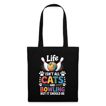 Bowling Spruch Katzen Lustiges Bowling Geschenk - Stoffbeutel - Schwarz - Vorne