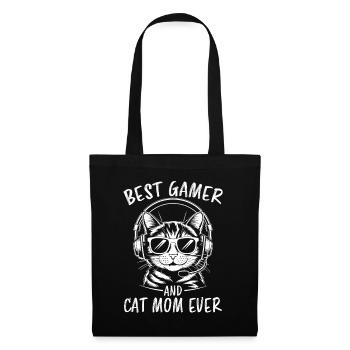 Gamer Spruch Mama Katzen Lustiges Gaming Geschenk - Stoffbeutel - Schwarz - Vorne